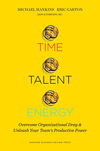 Book cover with yellow background, titled "Time, Talent, Energy" in red, black, and blue.