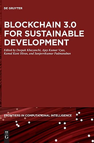 "Red book cover with white text 'Blockchain 3.0 for Sustainable Development' and publisher's logo."