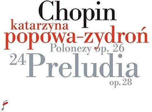 The alt text for the image is: "White background with multicolored text, featuring 'Chopin' and 'Preludia' prominently."