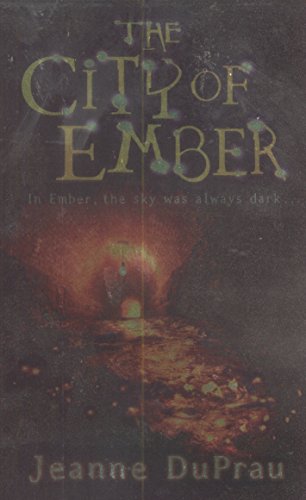 "The City of Ember" book cover featuring a dimly lit underground scene with a lantern.