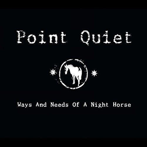 "Black album cover with white text and a horse logo in the center."