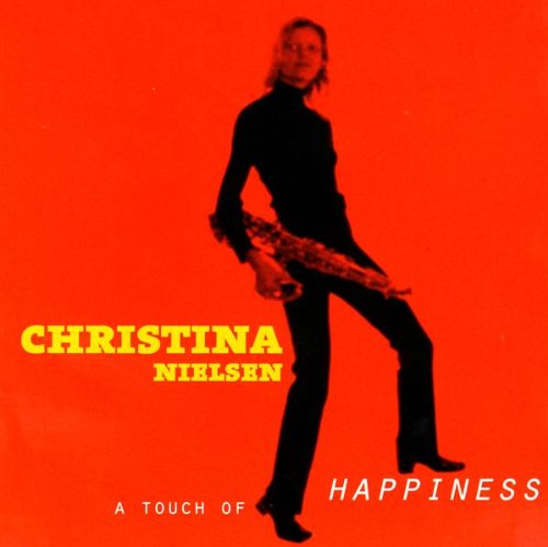 "Album cover featuring a silhouette of a woman holding a saxophone against a red background."