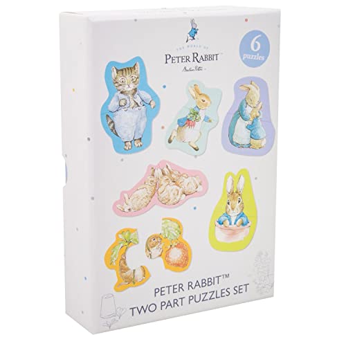 Peter Rabbit Puzzles Pack. Includes 6 x 2-Part Puzzles. Recommended for 12-24 months. Officially Licensed Peter Rabbit Merchandise.
