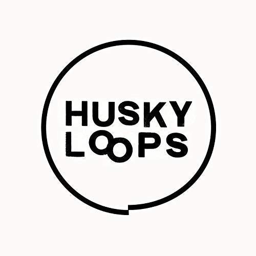 The image shows a black and white logo for "Husky Loops" on a white background. A concise, descriptive alt text for this image is: "Black circular logo with 'Husky Loops' text on a white background."