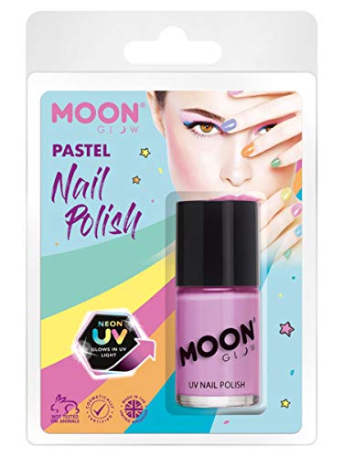 Smiffys Moon Glow Pastel Neon UV Nail Polish, Lilac