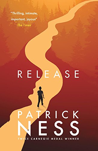"Book cover for 'Release' by Patrick Ness, featuring a silhouette walking down a path."