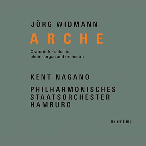 Grey CD cover with "JÖRG WIDMANN ARCHE" in black and orange text, featuring performer names.