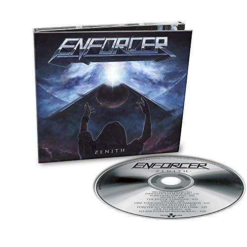 "Album cover art featuring a hooded figure reaching towards a radiant, glowing portal."