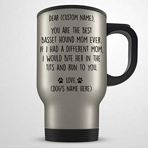 Basset Hound Present for Women Basset Hound Travel Mug Basset Hound Present Basset Mom Basset Hound Dog Basset Hound Mom Present 15oz Coffee Mug Tea Cup Holiday Present