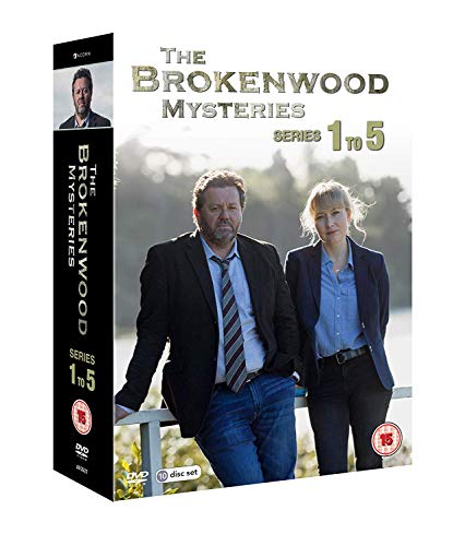 DVD box set for "The Brokenwood Mysteries" series 1-5, featuring two main characters.