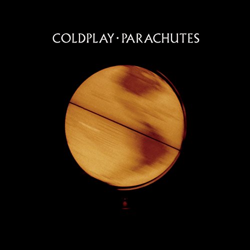 Coldplay's "Parachutes" album cover featuring a parachute on a black background.