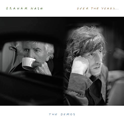"Black and white album cover with Graham Nash and reflection in a car."
