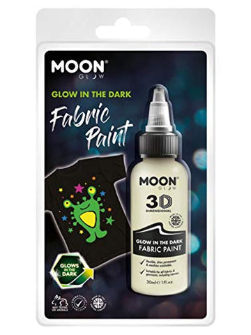 Smiffys Moon Glow - Glow in the Dark Fabric Paint, Clear