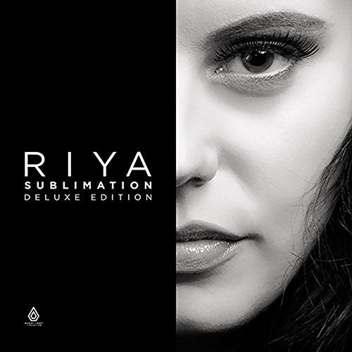 "Album cover with a woman's face and 'Riya Sublimation Deluxe Edition' text on black background."