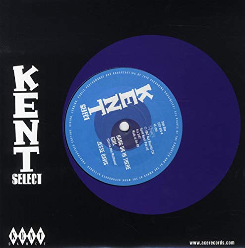 Blue and white 7-inch vinyl record with "Hang On In There Girl" label.
