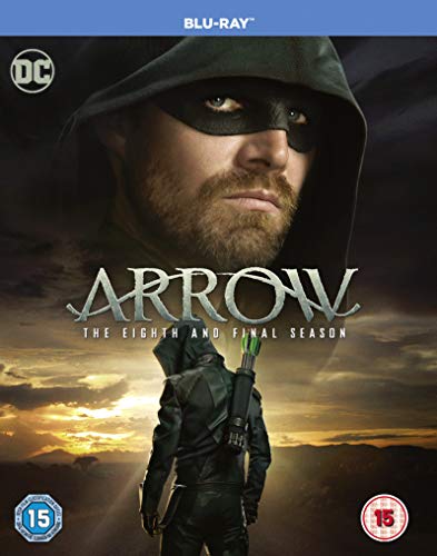 "Blu-ray cover featuring a man in a hooded costume with a bow and arrow."