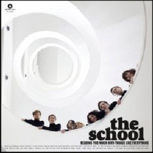 "CD cover with a spiral image of people peeking through a white hole."
