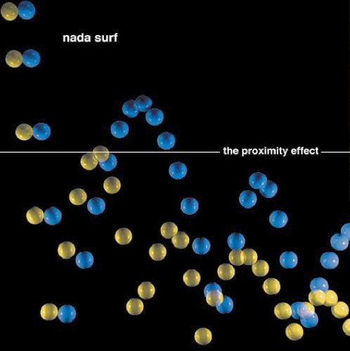 "CD album cover with blue and yellow marbles on a black background."