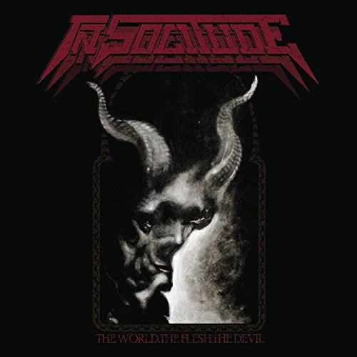 Black album cover with red text and a horned figure's face in center.