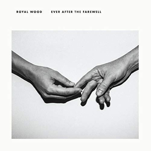 Black and white vinyl album cover with two hands almost touching, on a white background.