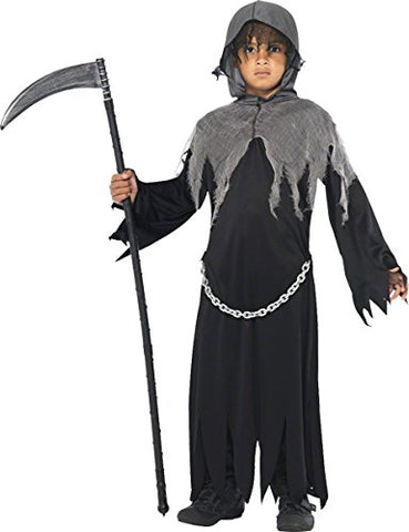 Smiffys Childrens Grim Reaper Costume, Cloak and Hood, Size: M, Color: Black, 35987
