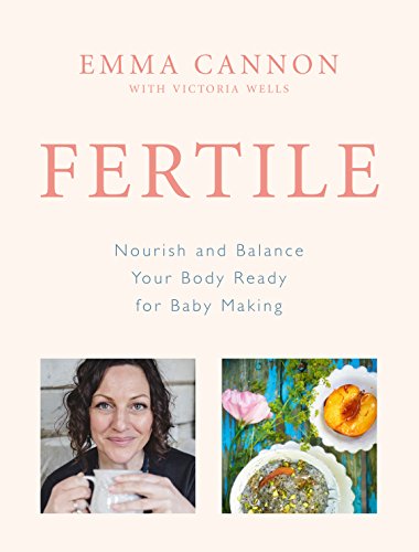 Book cover with title "Fertile" and images of a woman and healthy food.