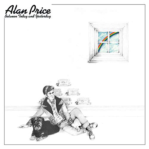 "Album cover featuring a black and white illustration of a man with a dog."