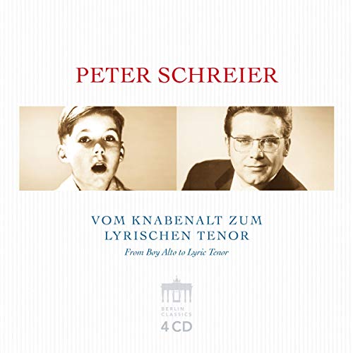 "CD cover with two sepia-toned photos of Peter Schreier as a boy and man."