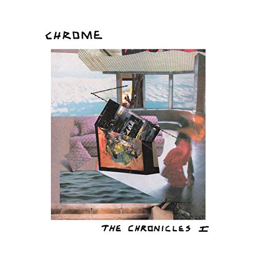 A surreal album cover with a distorted record emerging from a body of water.