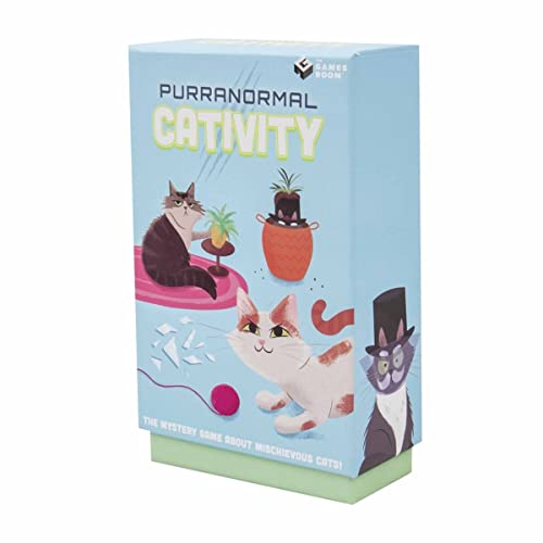 Fizz Creations Purranormal Cativity Mystery Game for Family and Friends. Cluedo Style Game With A Feline Twist! Includes 36 Cards, 4 Pencils & 100 Clue Sheets. For 3 to 6 players.