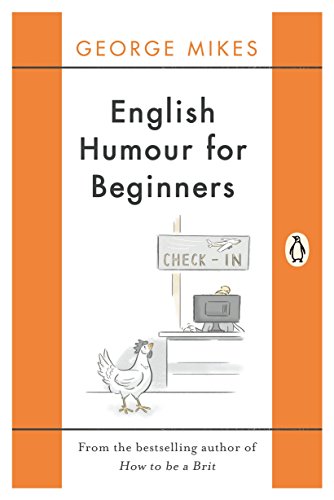 "Book cover with orange borders, cartoon chicken at reception desk, and Penguin logo."