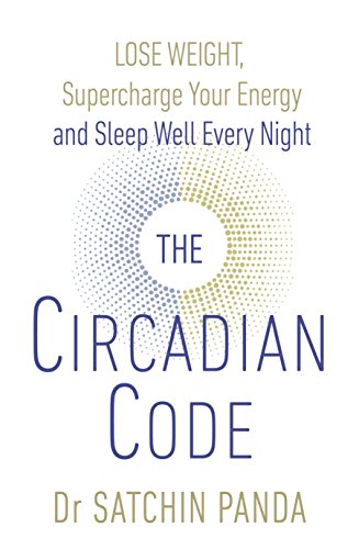 "The Circadian Code" book cover with blue and yellow dots on white background.