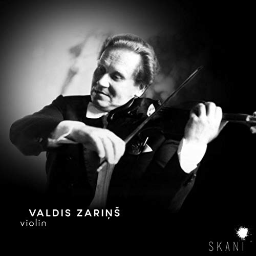 Black and white image of a man playing violin with text overlay.