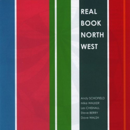 "Album cover with vertical stripes and white text on a dark green background."