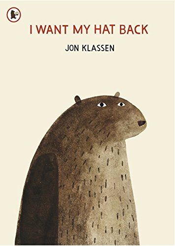 The image is a children's book cover featuring a bear. Alt text: Children's book cover with a bear and title "I Want My Hat Back".
