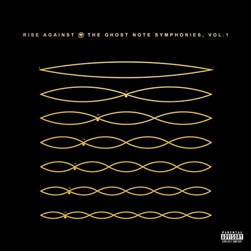 Rise Against album cover: black background with layered golden wave patterns.