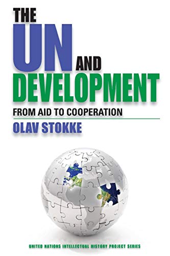 Book cover with title "The UN and Development" and a puzzle globe image.