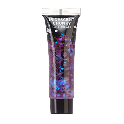 Iridescent Chunky Face & Body Glitter Gel by Moon Glitter - Purple - Cosmetic Festival Glitter Face Paint for Face, Body, Hair, Nails - 12ml