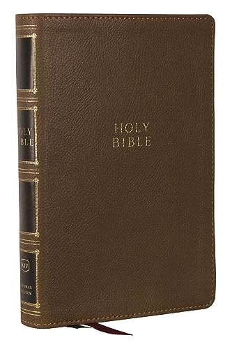 KJV, Compact Center-Column Reference Bible, Leathersoft, Brown, Red Letter, Thumb Indexed, Comfort Print