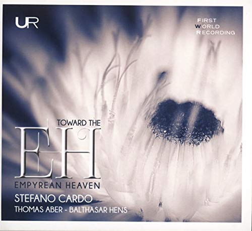 "Album cover with white flower and text 'Toward the Empyrean Heaven' on blue background."