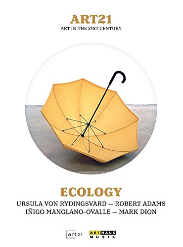 DVD cover for "Art21 Ecology" featuring a yellow umbrella on a gray surface.