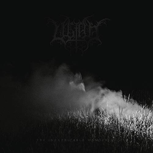Dark album cover with a figure shrouded in mist amidst tall grass at night.