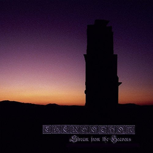 "Thergothon - Stream From The Heaven" vinyl album cover featuring a dark tower silhouette.