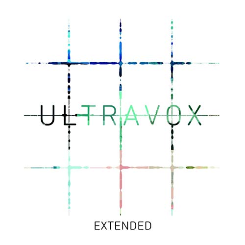 "Album cover with 'ULTRAVOX' in black and 'EXTENDED' in smaller text on a white background."