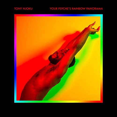 Album cover with a man reaching up, surrounded by a rainbow-colored glow.