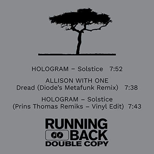 The image is a vinyl record cover with a tree silhouette and tracklist.