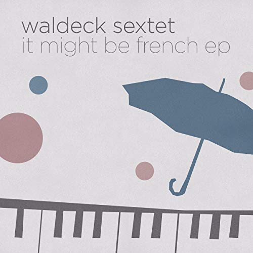 Album cover featuring a blue umbrella and piano keys with abstract shapes.