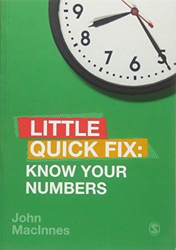 The image depicts a green book cover with a clock and white text. Alt text: Green book cover with clock and white text, titled "Know Your Numbers".