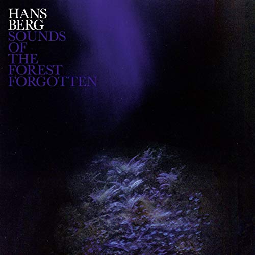 A vinyl record cover with a dark forest scene and white and purple text.