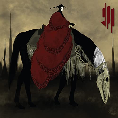 Skrillex album cover: figure riding a skeletal horse in a landscape.